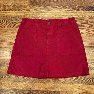 High Waist Red Corduroy Skirt